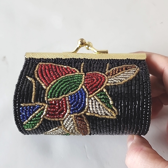 Set of 2 beaded coin purses, lipstick holder, like new - Picture 2 of 8